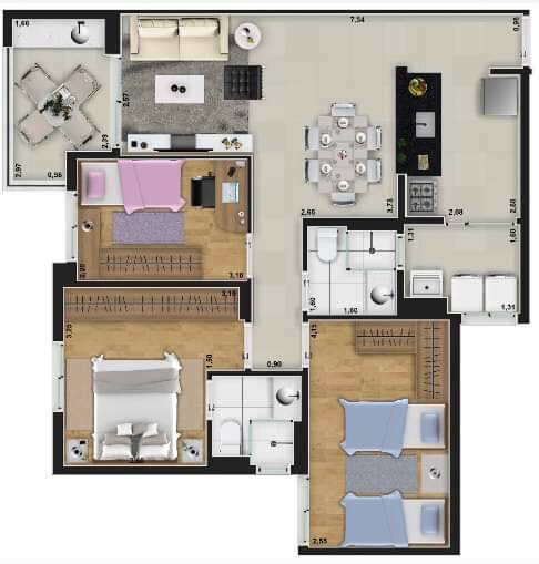 Apartamento, 3 quartos, 77 m² - Foto 70