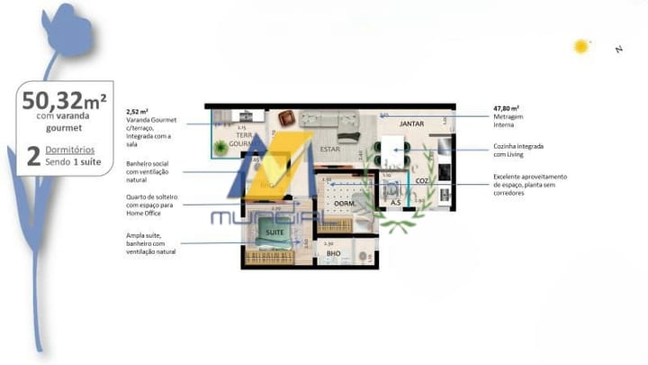 Apartamento, 2 quartos, 50 m² - Foto 5